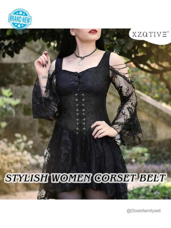 Wide Elastic Lace Up Corset Belt Waist Cinch for Costume main image 4